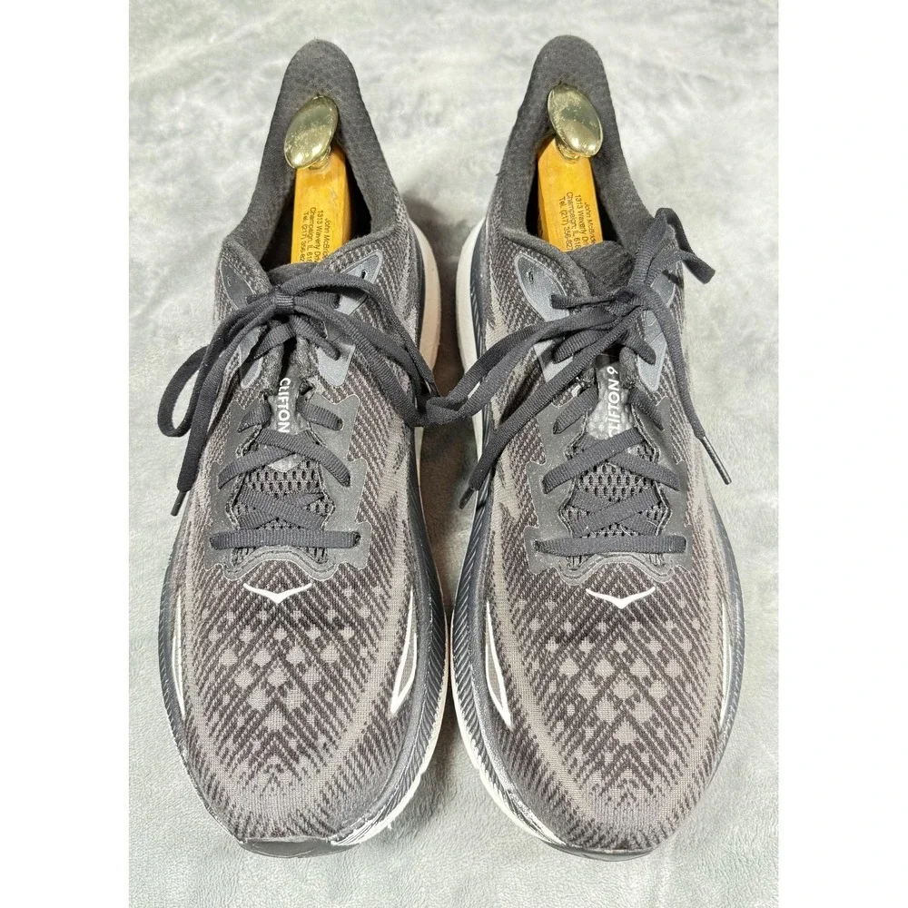 Hoka One One Clifton 9 Shoes Womens Size 12 Black‎ Running Sneakers 1127896